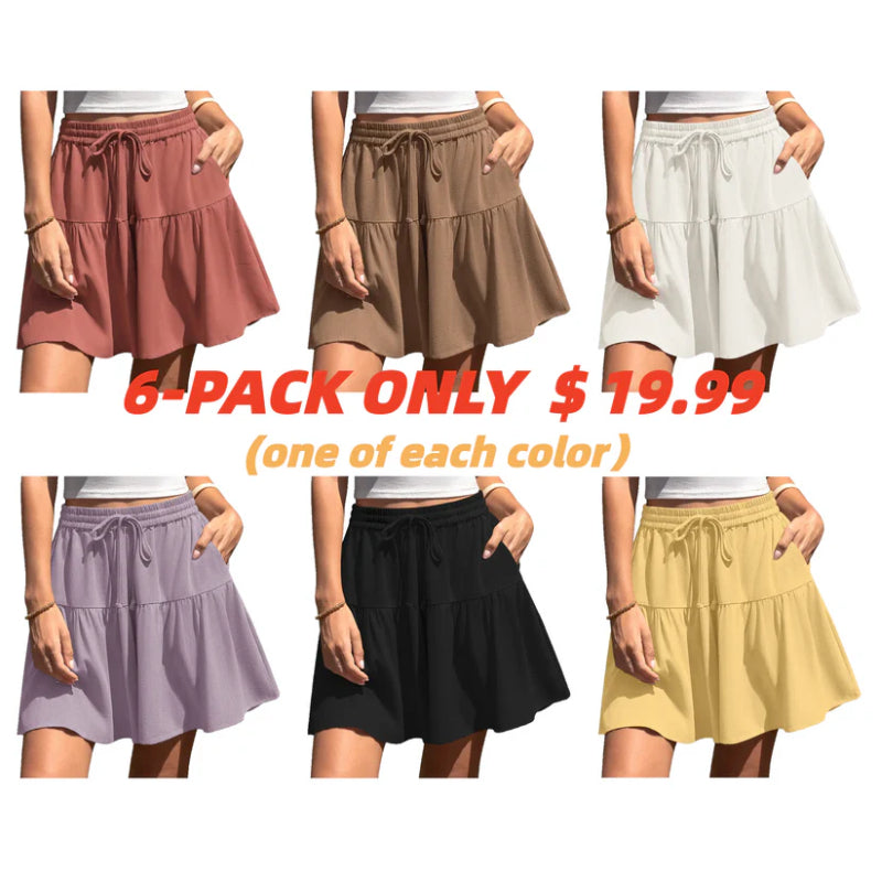 Womens Linen Blend Wide Leg Flowy Culotte Shorts Drawstring Loose Fit Summer Casual Lightweight Comfy Vacation Wear