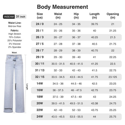 Magic ONESO Mid-Low Rise Baggy Jeans for Women