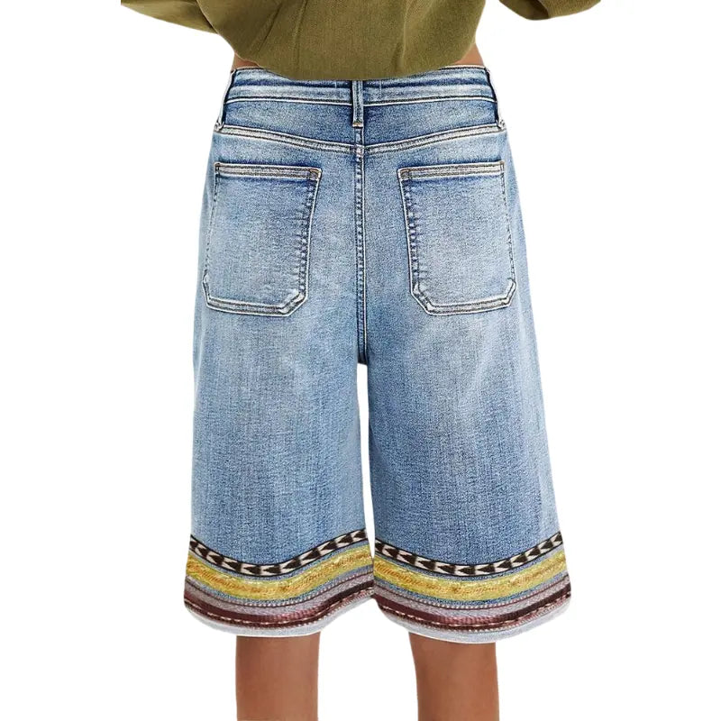 Flamingals Embroidery Mid Waist Bermuda Shorts Womenswear Summer Vibes