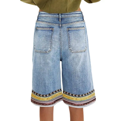 Flamingals Embroidery Mid Waist Bermuda Shorts Womenswear Summer Vibes