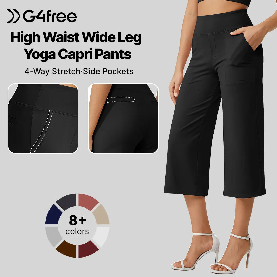 This Week's Special Price💥Women's Wide Leg Yoga Capri Pants with Pockets