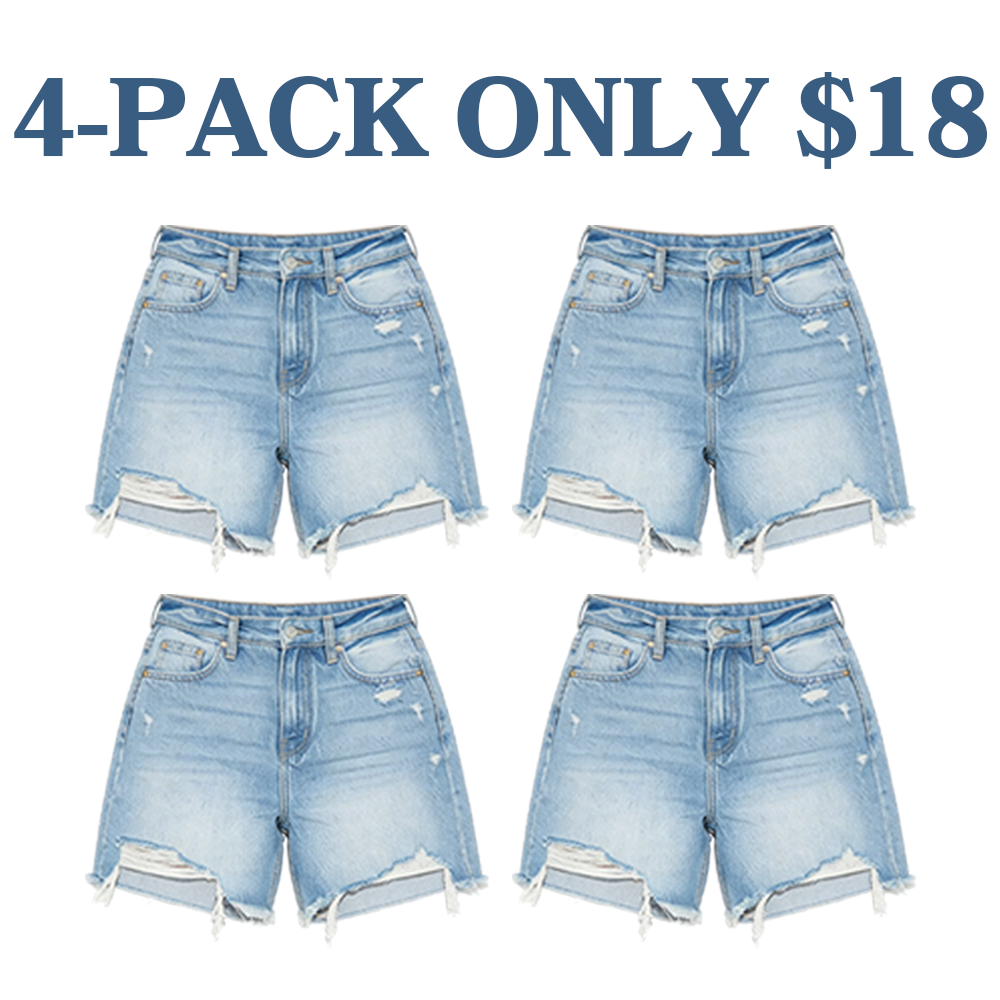 Women Ripped Denim Shorts