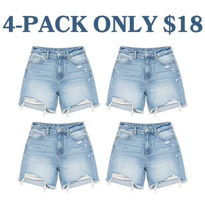Women Ripped Denim Shorts