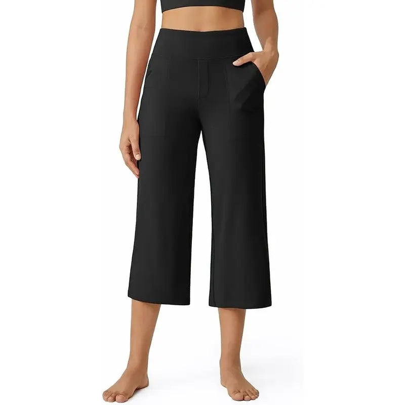 This Week's Special Price💥Women's Wide Leg Yoga Capri Pants with Pockets