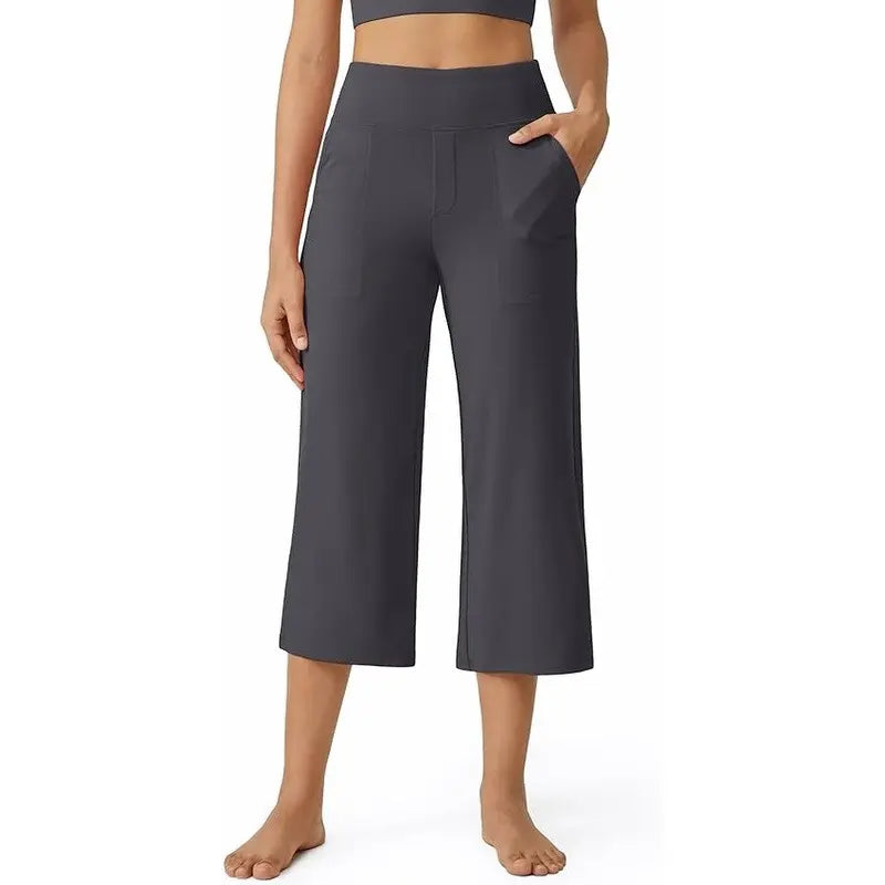 This Week's Special Price💥Women's Wide Leg Yoga Capri Pants with Pockets