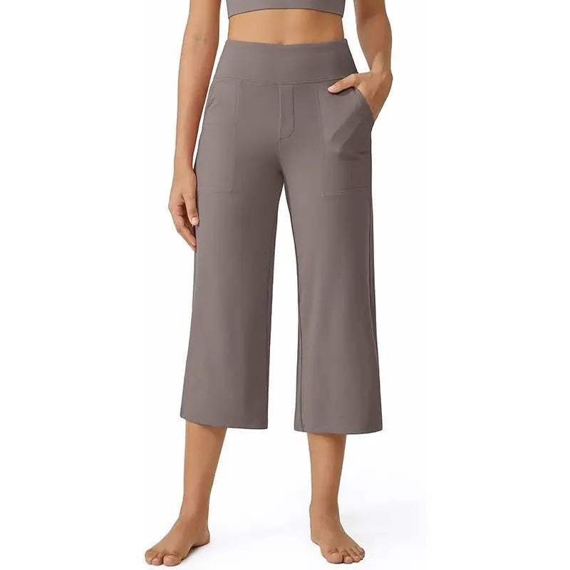 This Week's Special Price💥Women's Wide Leg Yoga Capri Pants with Pockets