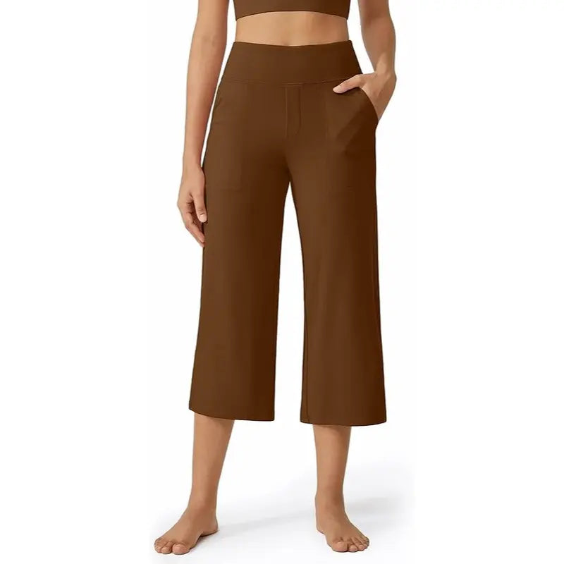 This Week's Special Price💥Women's Wide Leg Yoga Capri Pants with Pockets