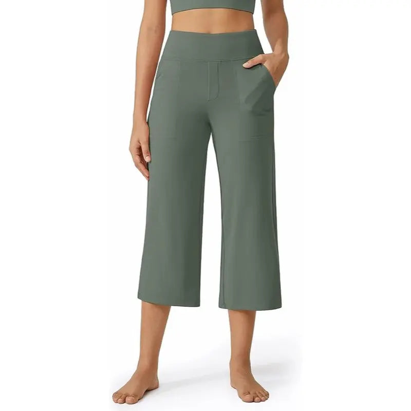 This Week's Special Price💥Women's Wide Leg Yoga Capri Pants with Pockets