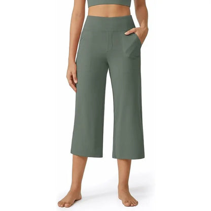 This Week's Special Price💥Women's Wide Leg Yoga Capri Pants with Pockets