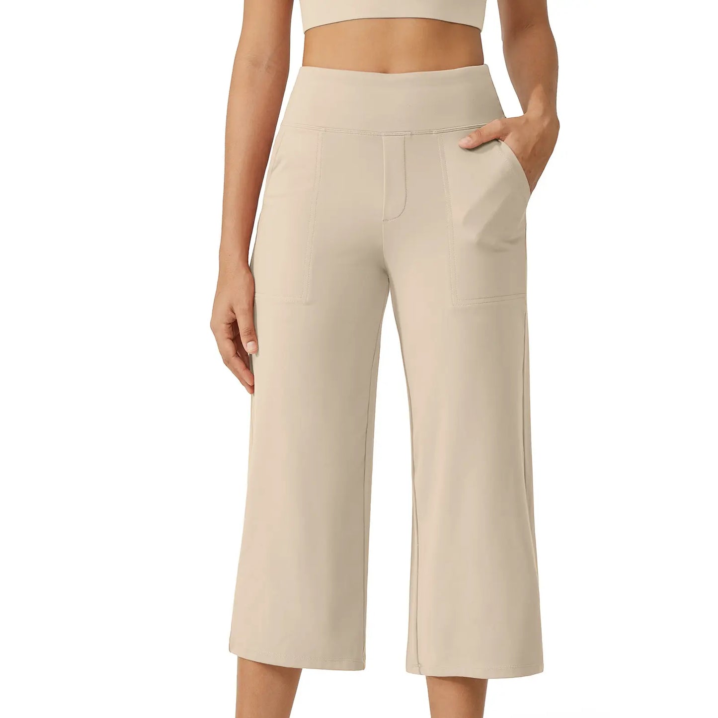 This Week's Special Price💥Women's Wide Leg Yoga Capri Pants with Pockets