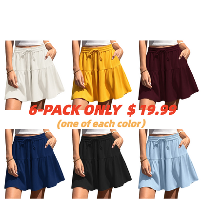 Womens Linen Blend Wide Leg Flowy Culotte Shorts Drawstring Loose Fit Summer Casual Lightweight Comfy Vacation Wear