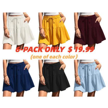 Womens Linen Blend Wide Leg Flowy Culotte Shorts Drawstring Loose Fit Summer Casual Lightweight Comfy Vacation Wear