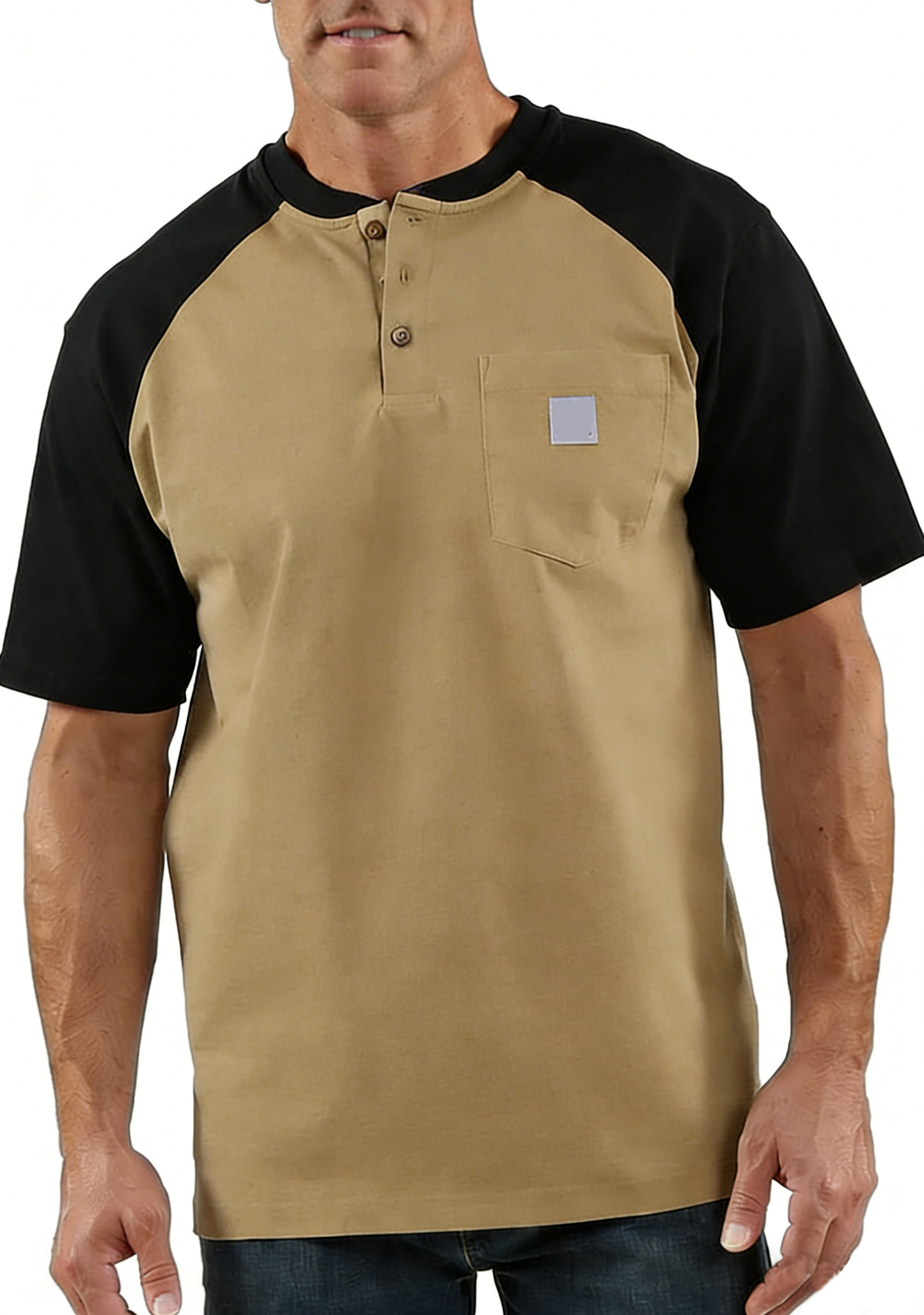 Men's color-blocked short-sleeved shirt