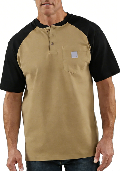 Men's color-blocked short-sleeved shirt