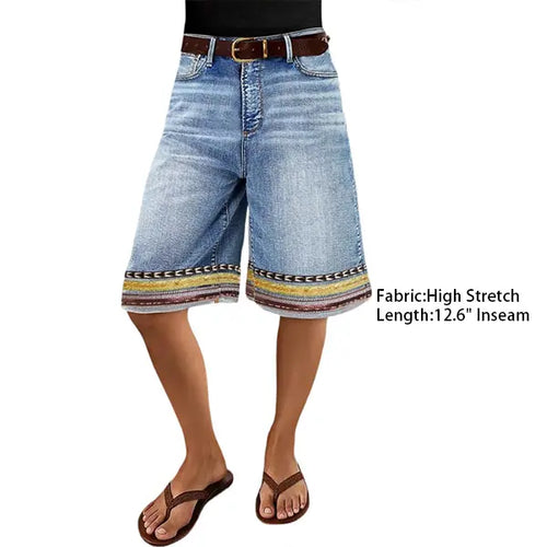 Flamingals Embroidery Mid Waist Bermuda Shorts Womenswear Summer Vibes