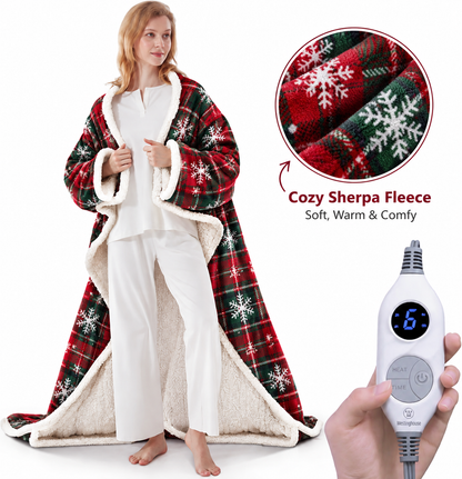 🔥Wearable Heated Blanket with Foot Pocket Sherpa🔥Overheat Protection & Auto Shut-Off