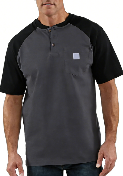 Men's color-blocked short-sleeved shirt