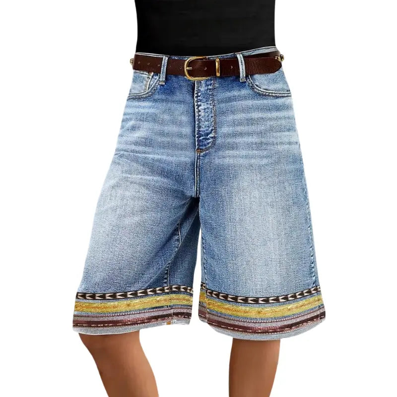 Flamingals Embroidery Mid Waist Bermuda Shorts Womenswear Summer Vibes