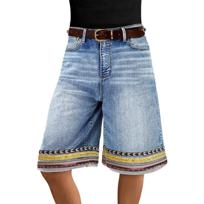 Flamingals Embroidery Mid Waist Bermuda Shorts Womenswear Summer Vibes