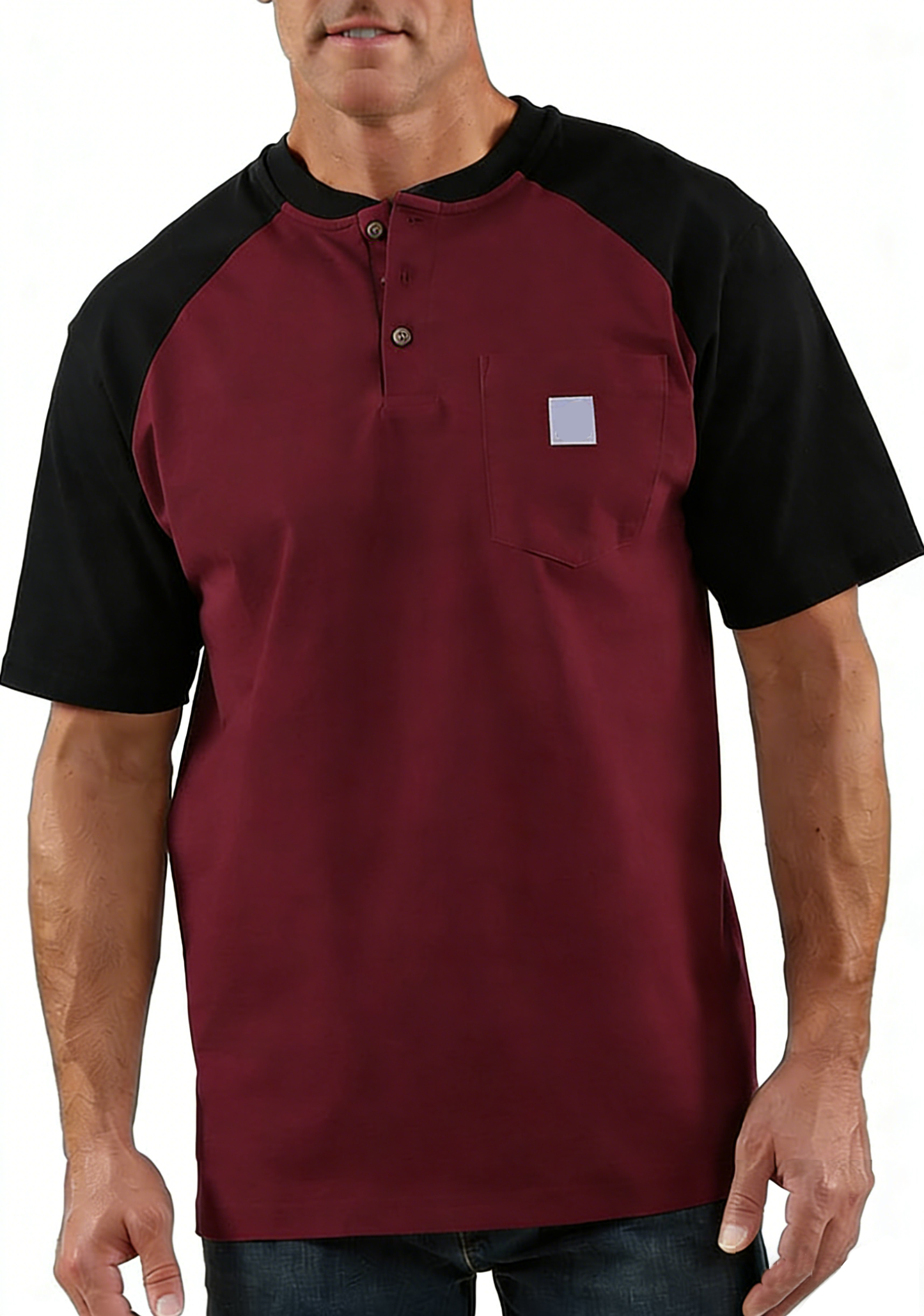 Men's color-blocked short-sleeved shirt