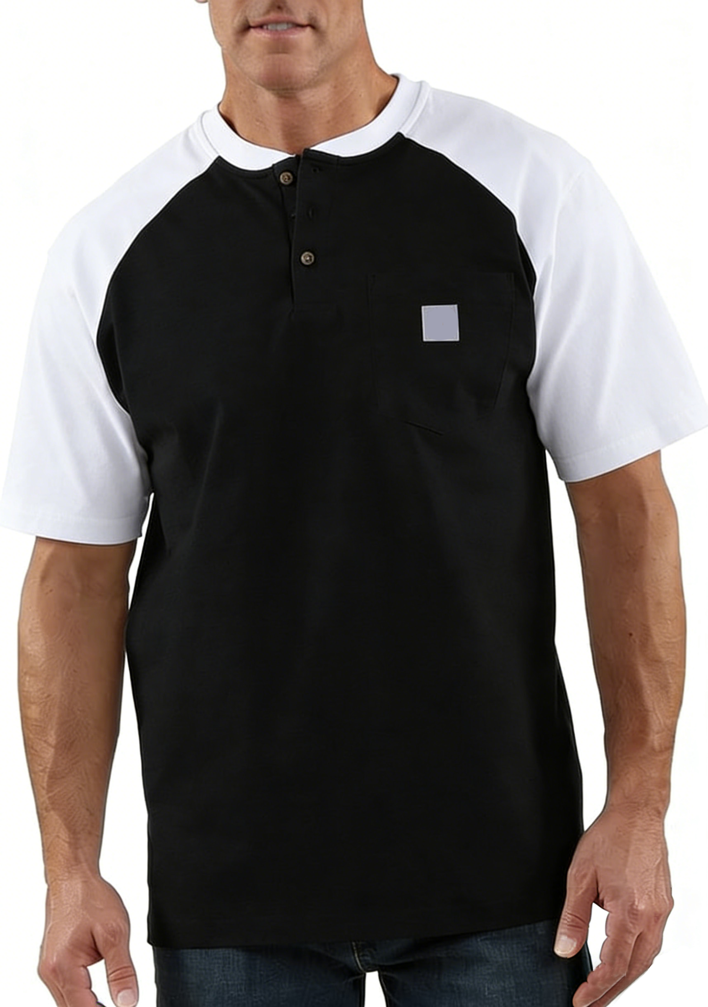 Men's color-blocked short-sleeved shirt