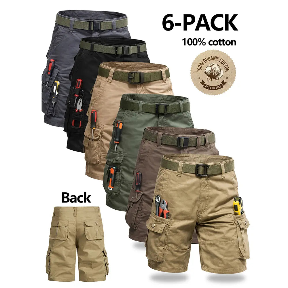 Men Multi-Pocket Tactical Cargo Shorts, Wrinkle Resistant Breathable Hiking Golf Outdoor