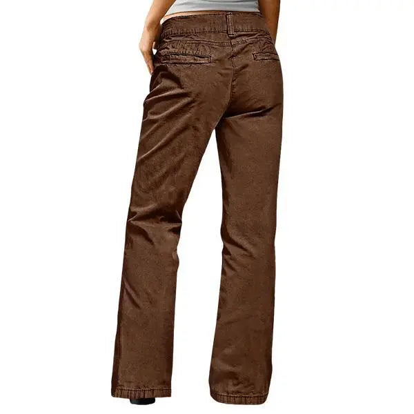 Mid Rise Straight Leg Pants for Women
