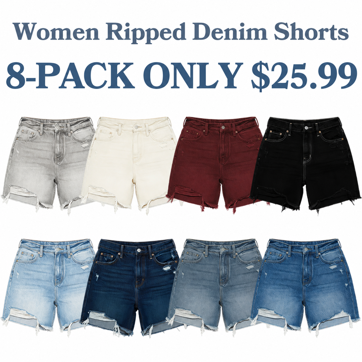 Women Ripped Denim Shorts