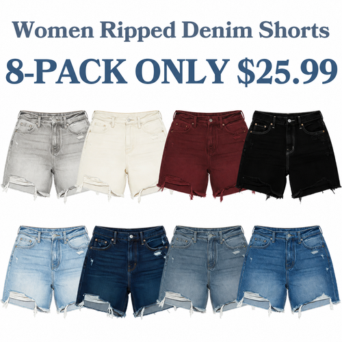 Women Ripped Denim Shorts