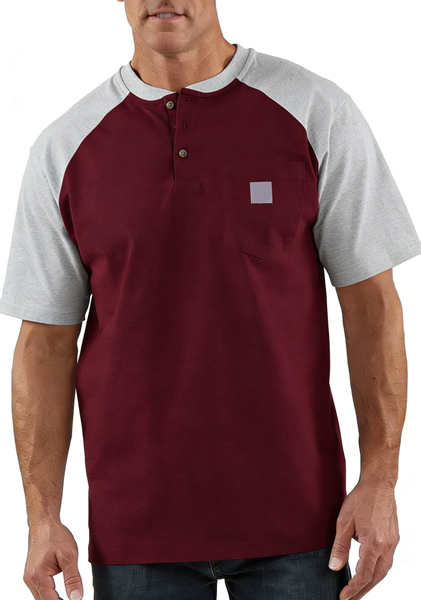 Men's color-blocked short-sleeved shirt