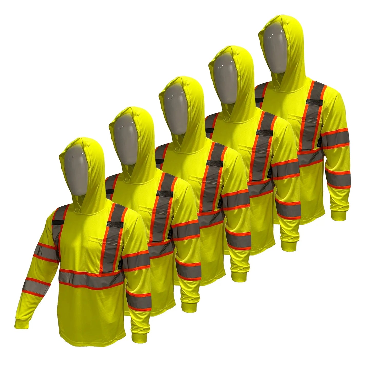 High Visibility Hoodie Long Sleeve Safety Shirt - 10 Pack