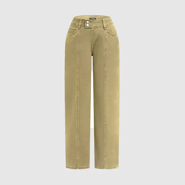 Mid Rise Straight Leg Pants for Women