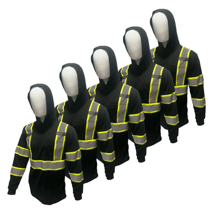High Visibility Hoodie Long Sleeve Safety Shirt - 10 Pack
