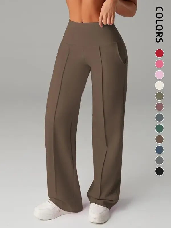 Women's Wide Leg High Waist Sporty Casual Sweatpants with Pockets