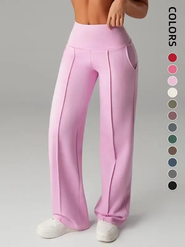 Women's Wide Leg High Waist Sporty Casual Sweatpants with Pockets