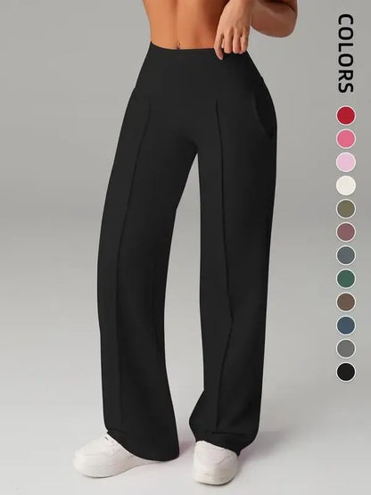 Women's Wide Leg High Waist Sporty Casual Sweatpants with Pockets