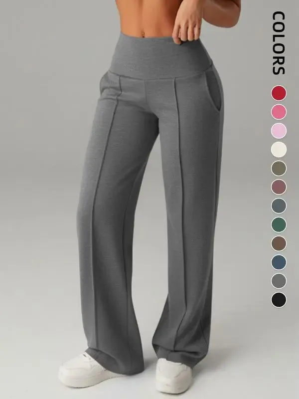 Women's Wide Leg High Waist Sporty Casual Sweatpants with Pockets