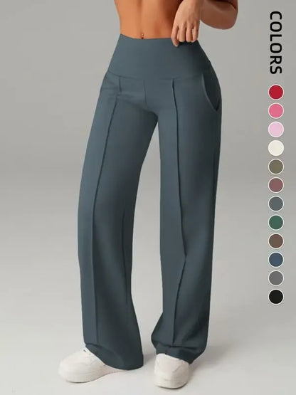 Women's Wide Leg High Waist Sporty Casual Sweatpants with Pockets