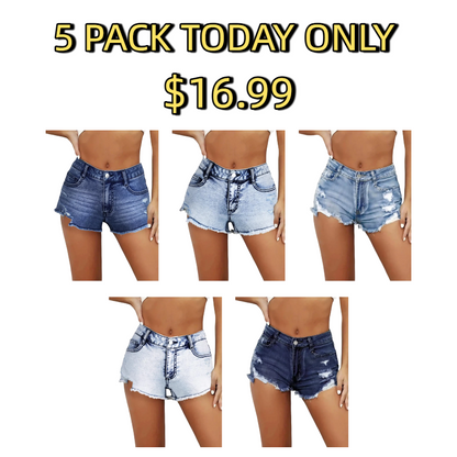 Women's Ripped Slash Pockets Denim Shorts Casual Trendy Fitted Raw Hem Jean Shorts for Daily Wear Ladies Summer Bottoms