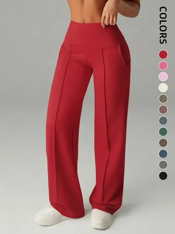 Women's Wide Leg High Waist Sporty Casual Sweatpants with Pockets