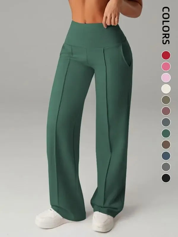 Women's Wide Leg High Waist Sporty Casual Sweatpants with Pockets
