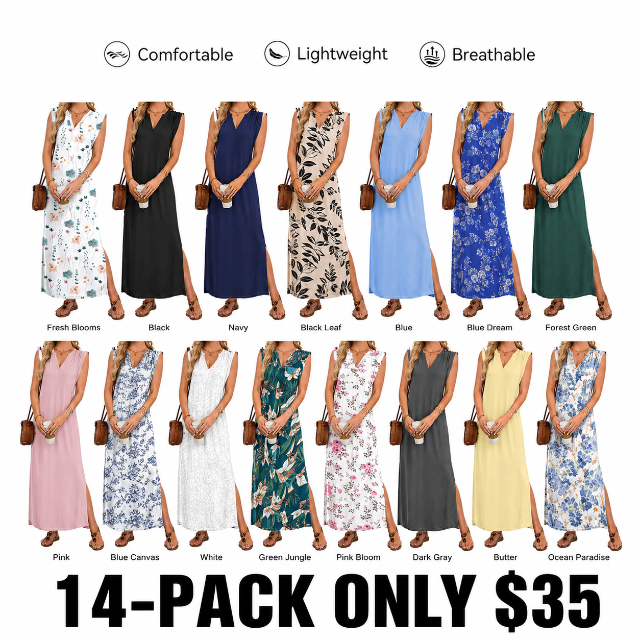 Summer Dresses for Women 2026 Wrink Free Beach Vacation Dress