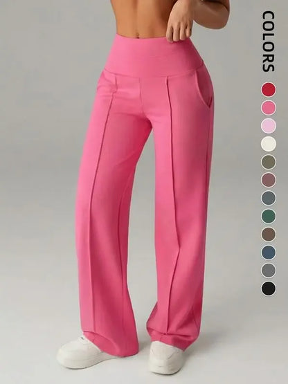 Women's Wide Leg High Waist Sporty Casual Sweatpants with Pockets