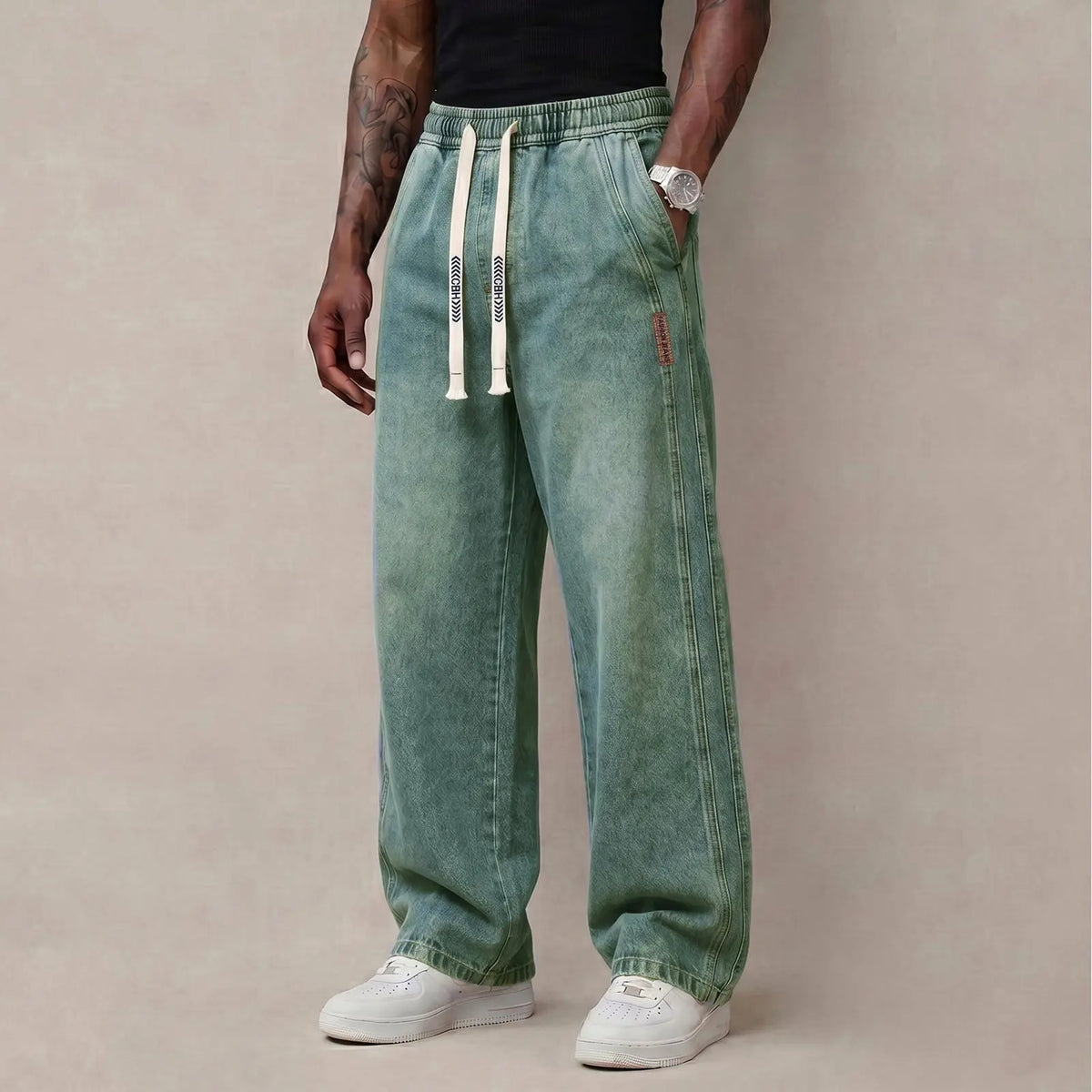 🔥 Men's Stretch Cotton Loose-Fit Drawstring Jeans