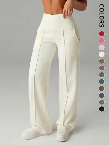 Women's Wide Leg High Waist Sporty Casual Sweatpants with Pockets