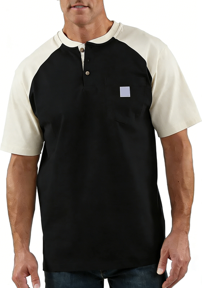 Men's color-blocked short-sleeved shirt