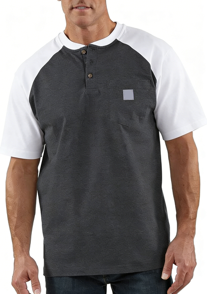 Men's color-blocked short-sleeved shirt