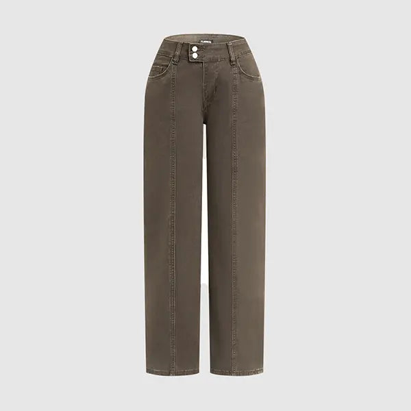Mid Rise Straight Leg Pants for Women