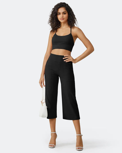 This Week's Special Price💥Women's Wide Leg Yoga Capri Pants with Pockets