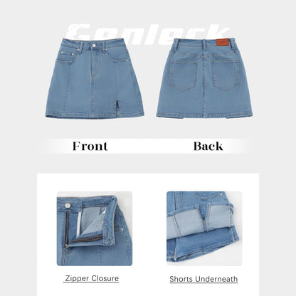 👖✨ Women’s High-Waisted Denim Skort – Mini Skirt Vibes with Shorts Comfort! 🔥💃